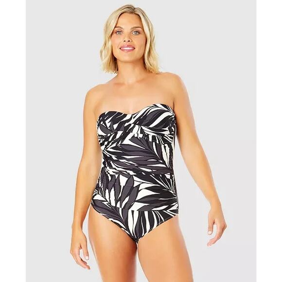 Anne Cole Women's Printed Twist-Front One-Piece Swimsuit, Black, Size 8 0486 - Picture 1 of 2